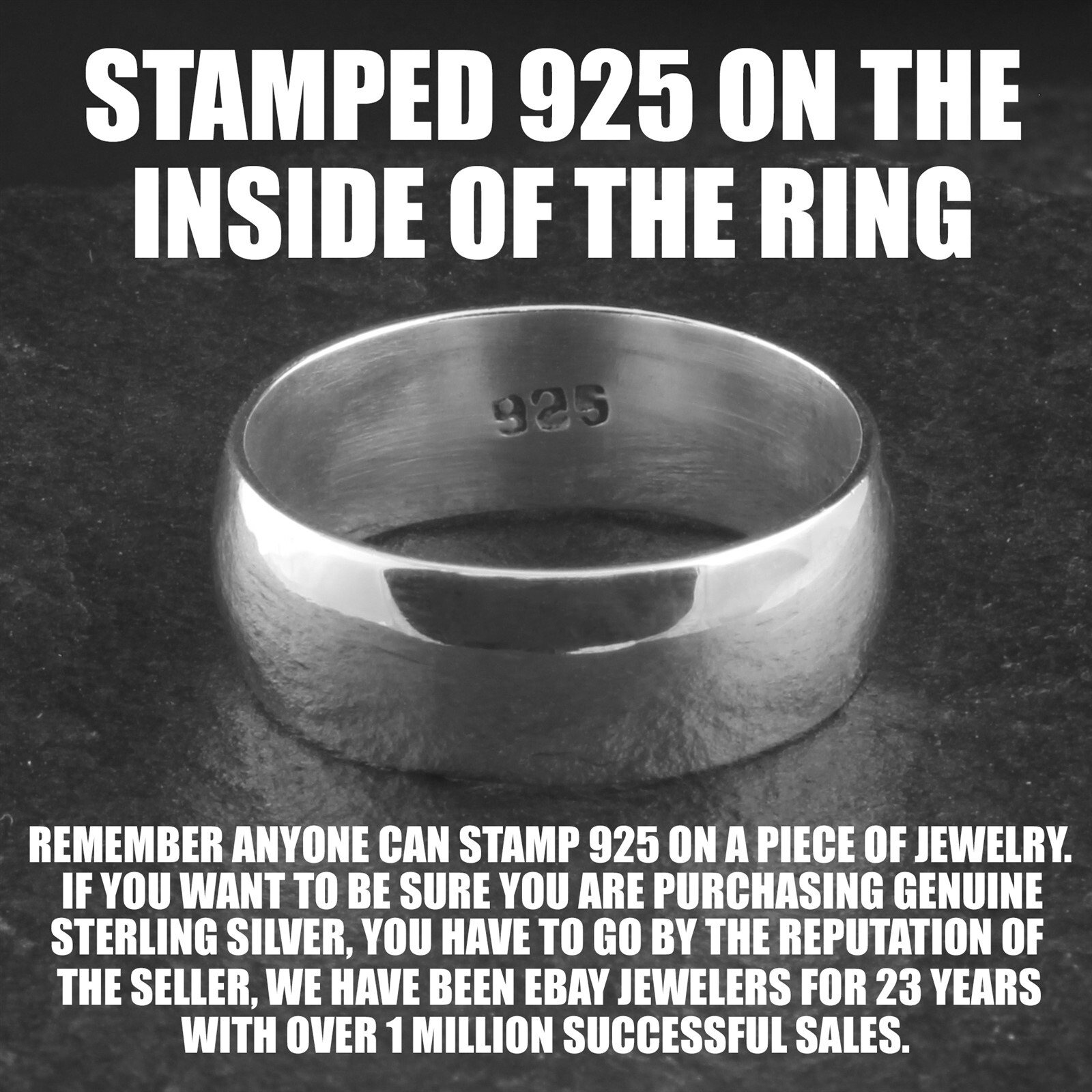 Guaranteed 925 Sterling Silver Plain Polished Wedding Band Ring Men’s Women’s