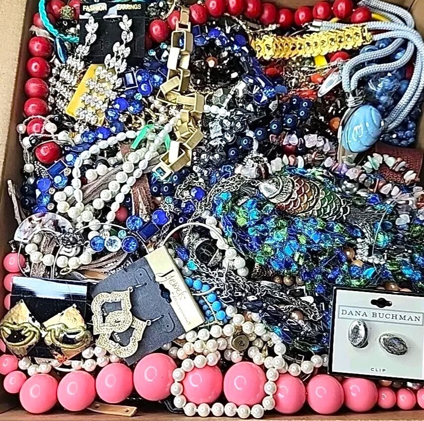 5 Pound Lb Unsearched Lot Jewelry VTG New Junk Art Craft Treasure Box FREE SHIP