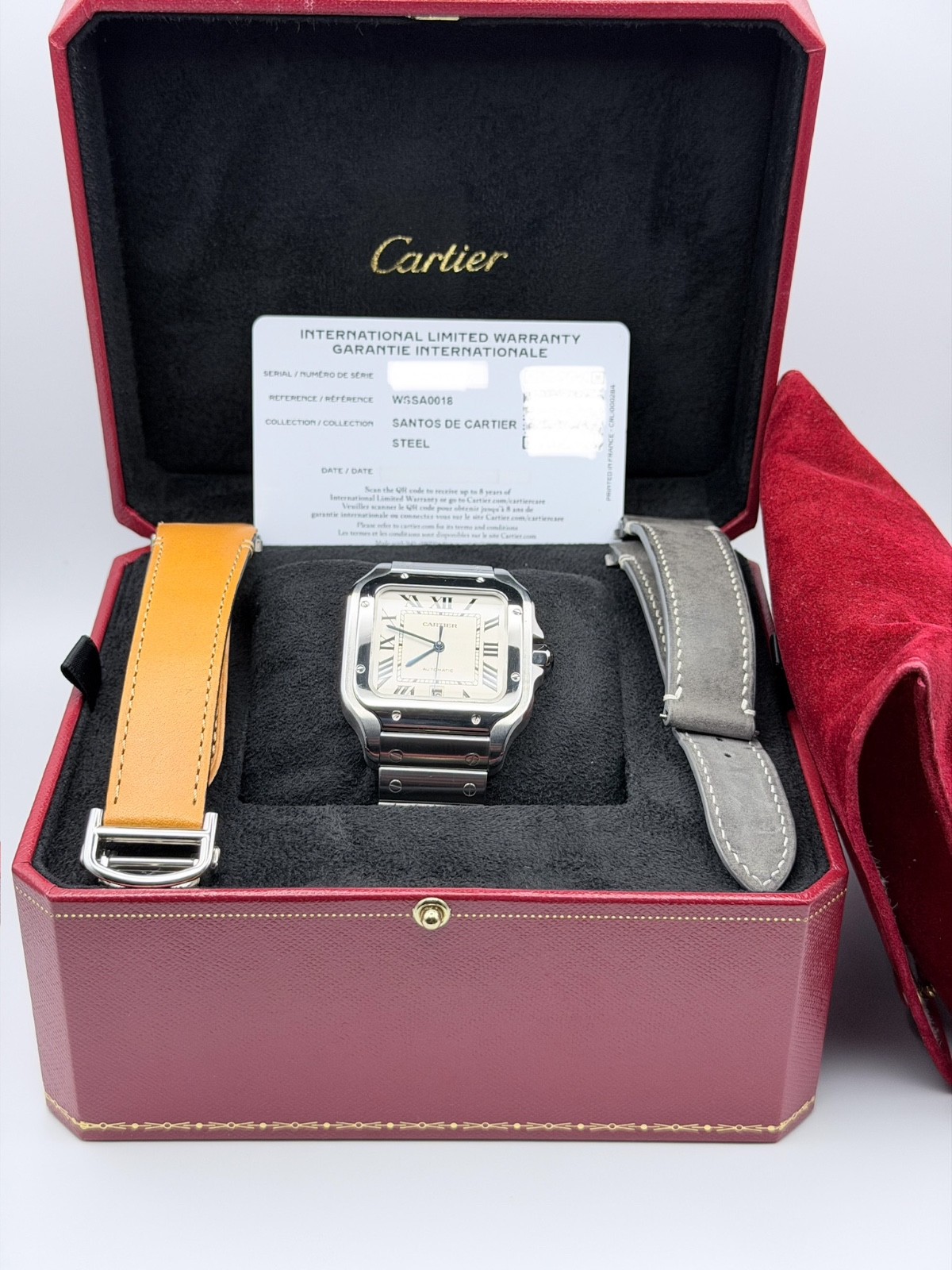Santos de Cartier Large WSSA0018 | Full Set | 2 Extra Straps | Very Good