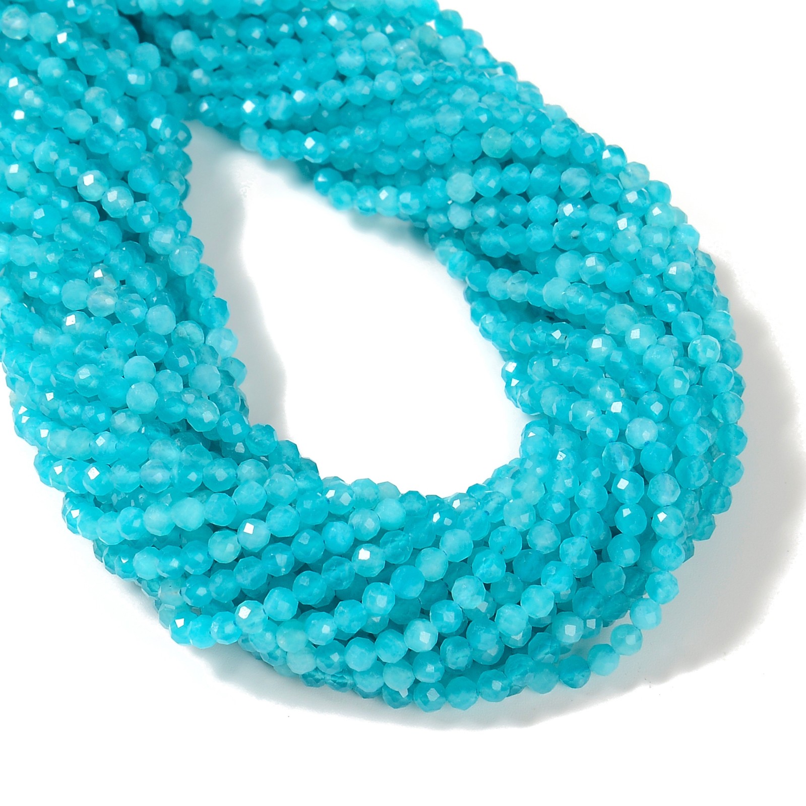 Blue Amazonite Faceted Round Beads Size 2mm 3mm 4mm 5mm 6mm 15.5″ Strand