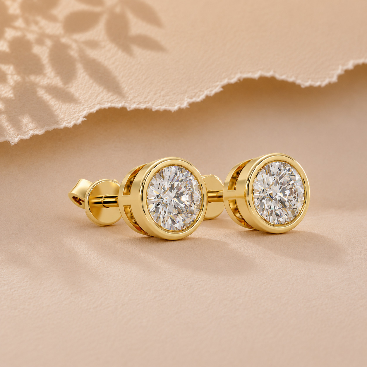 Round Bezel Lab Grown Diamond Stud Earrings 925 Sliver 1.00 CTW DEF VVS VS CVD