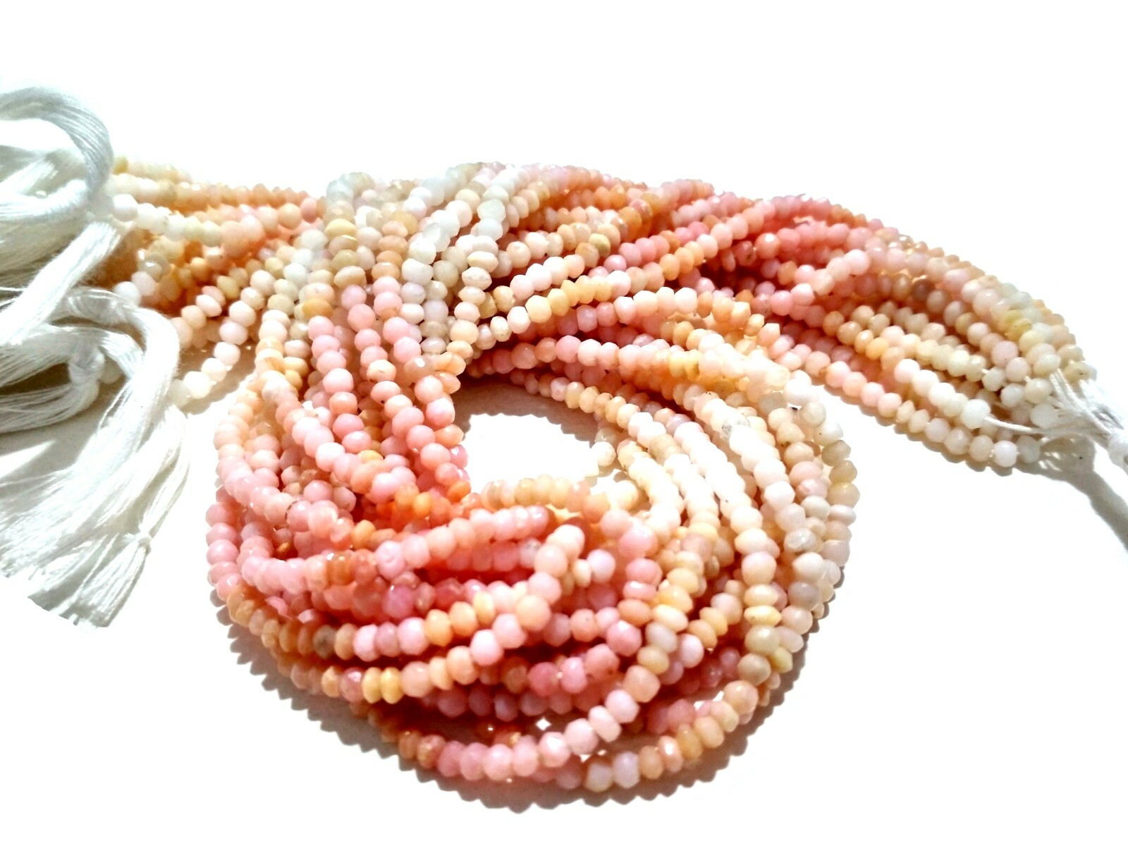 5 Strand Natural Pink Opal Shaded Rondelle Faceted 3-3.5mm Loose Beads 12″inch