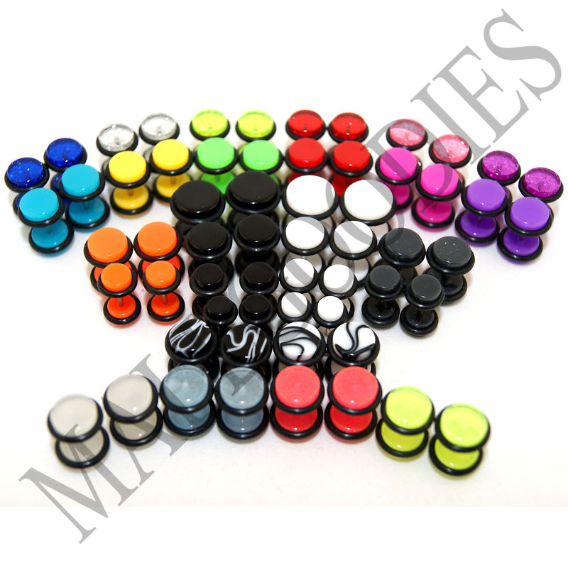 V011 Fake Cheaters Illusion Faux 16G Ear Plugs Earrings Studs 4G 2G 0G 00G 1/2″