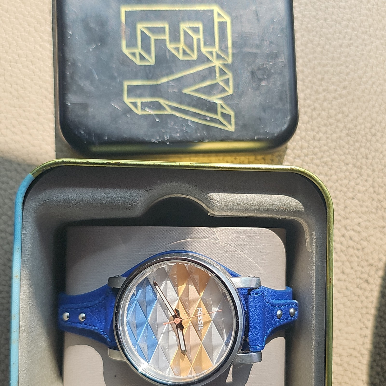 Fossil Analog Wristwatch Lot of 4 w/ Original Tins, Bands