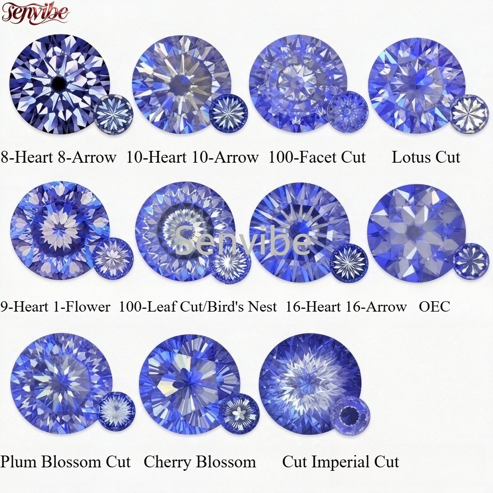 0.5~5ct VVSI Fancy-cut round D-color Moissanite Loose Gemstones Jewelry making