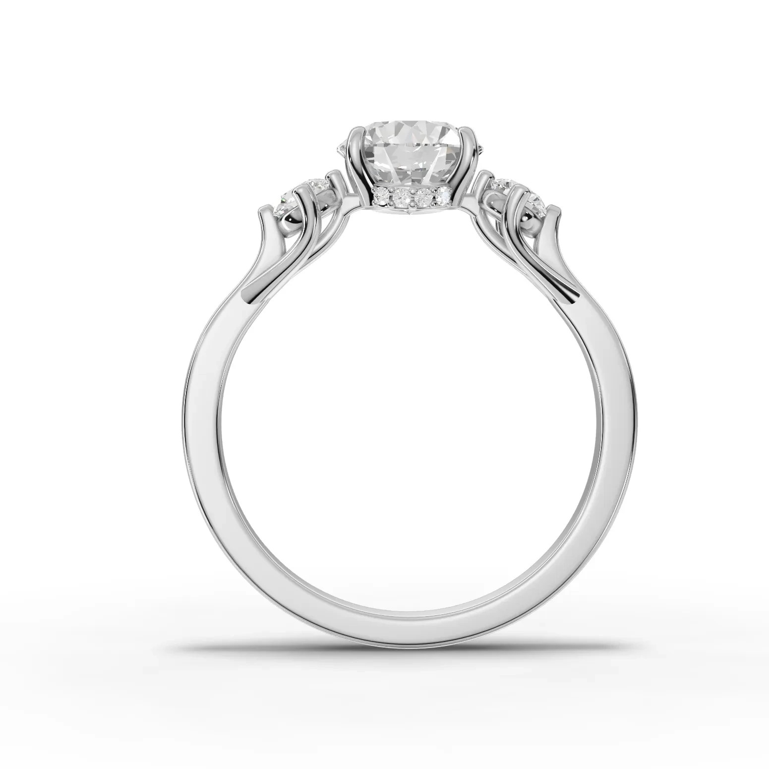 1.21 Ct Round Lab Grown Diamond Solitaire Hidden Halo Ring 18K White Gold
