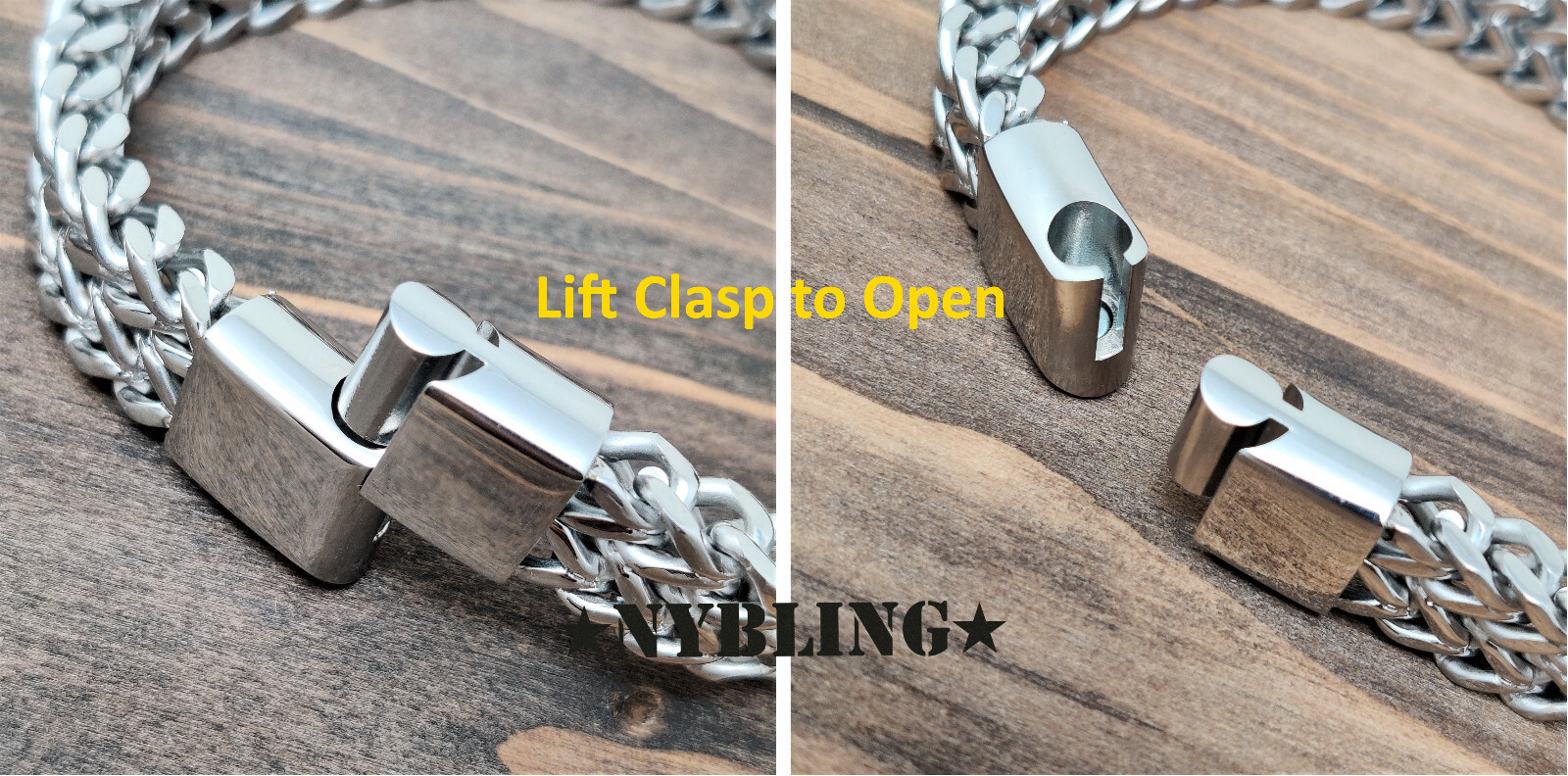 Stainless Steel Bracelet Meshed Woven Curb Chain Cuban Link Wristband Men Women