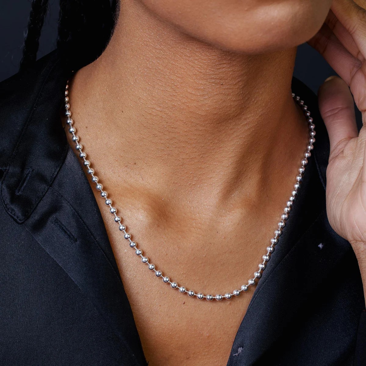 .925 Sterling Silver Bead Chain 1.5mm-4mm Rhodim Plated High Polish 16″-40″