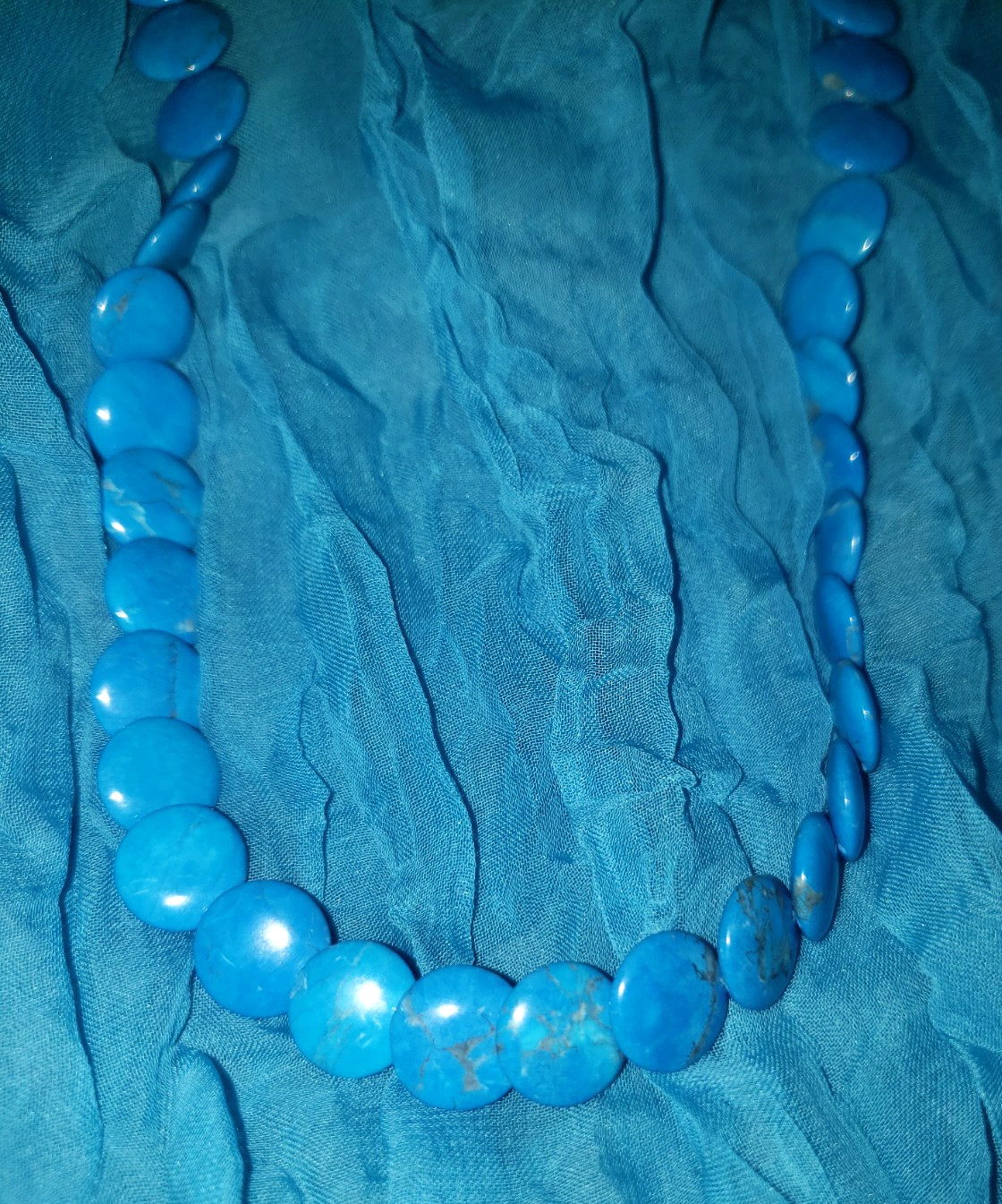 Lovely Vintage Mervyn’s Blue Dyed Howlite Set. Earrings 14kt Gold Filled Posts.