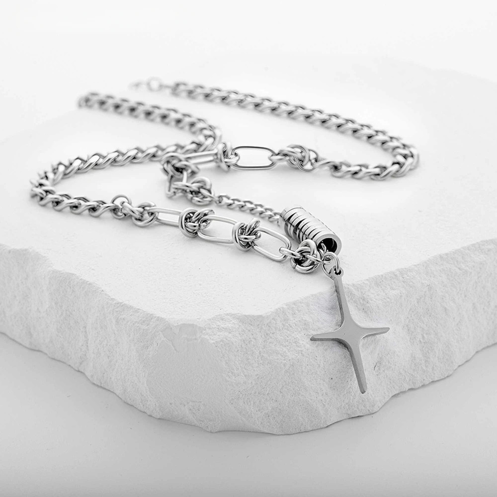 Hip Hop Star Cross Titanium Steel Neck For Man Woman Non Fading Splicing Cuban C