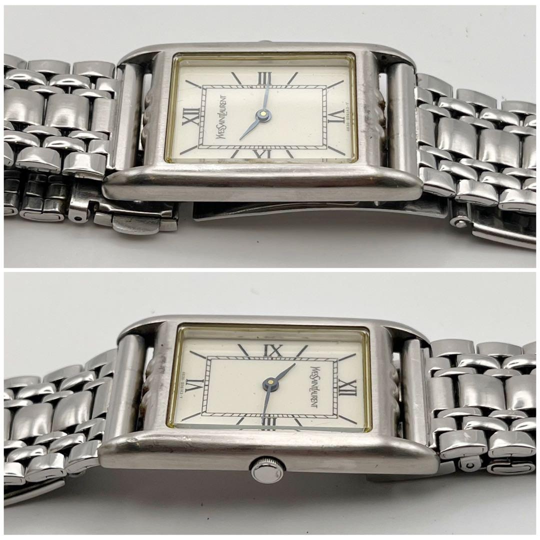YSL Yves Saint Laurent Tank Quartz 4625-E68184 White Watch Japan 0712396