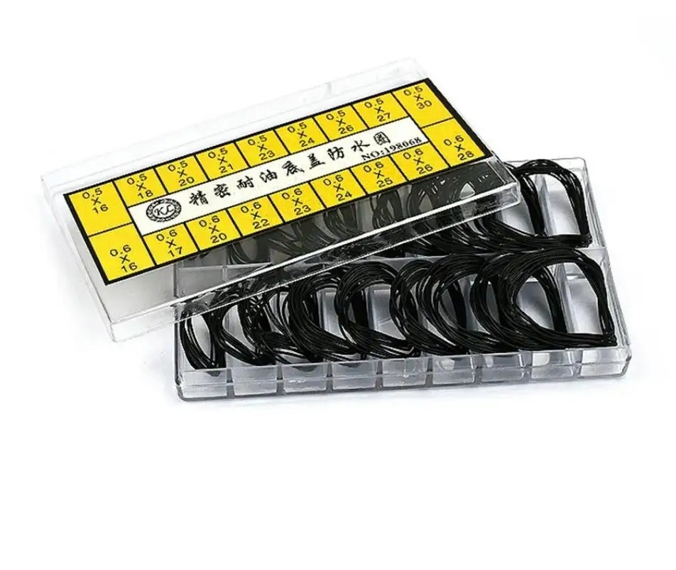 200pcs 0.5&0.6mm Waterproof Watch O-Ring Rubber Gasket Assortment For Watchmaker