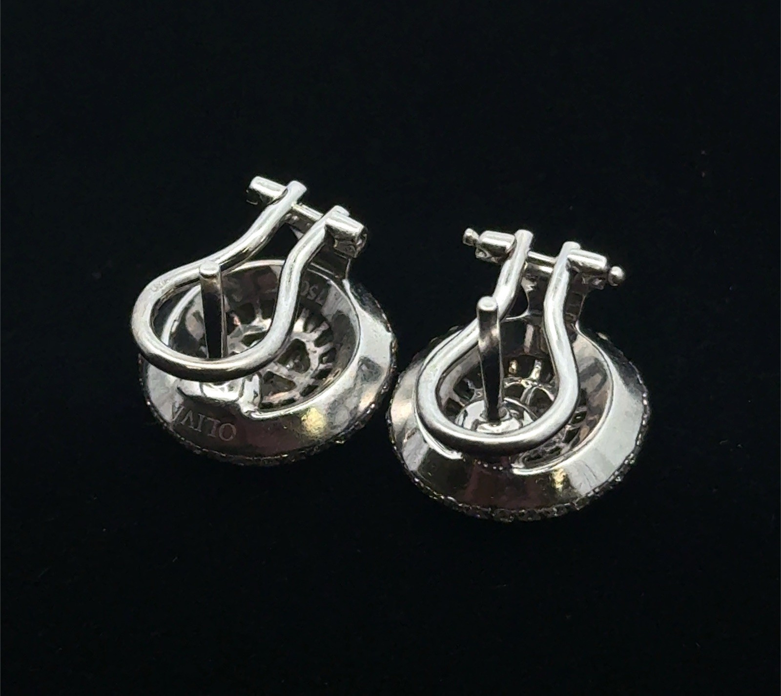 Nir Oliva 18k White Gold & Diamond Sunburst Halo Omega Back Earrings, 6.80g