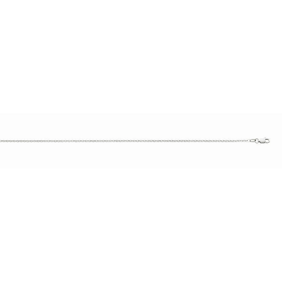 14k white solid gold diamond cut cable chain 18″inch 1.0 mm 1.4 grams