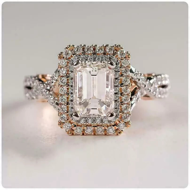2Ct Emerald Cut Lab Created Diamond Valentine’s Day Gift Ring 14K Rose Gold FN