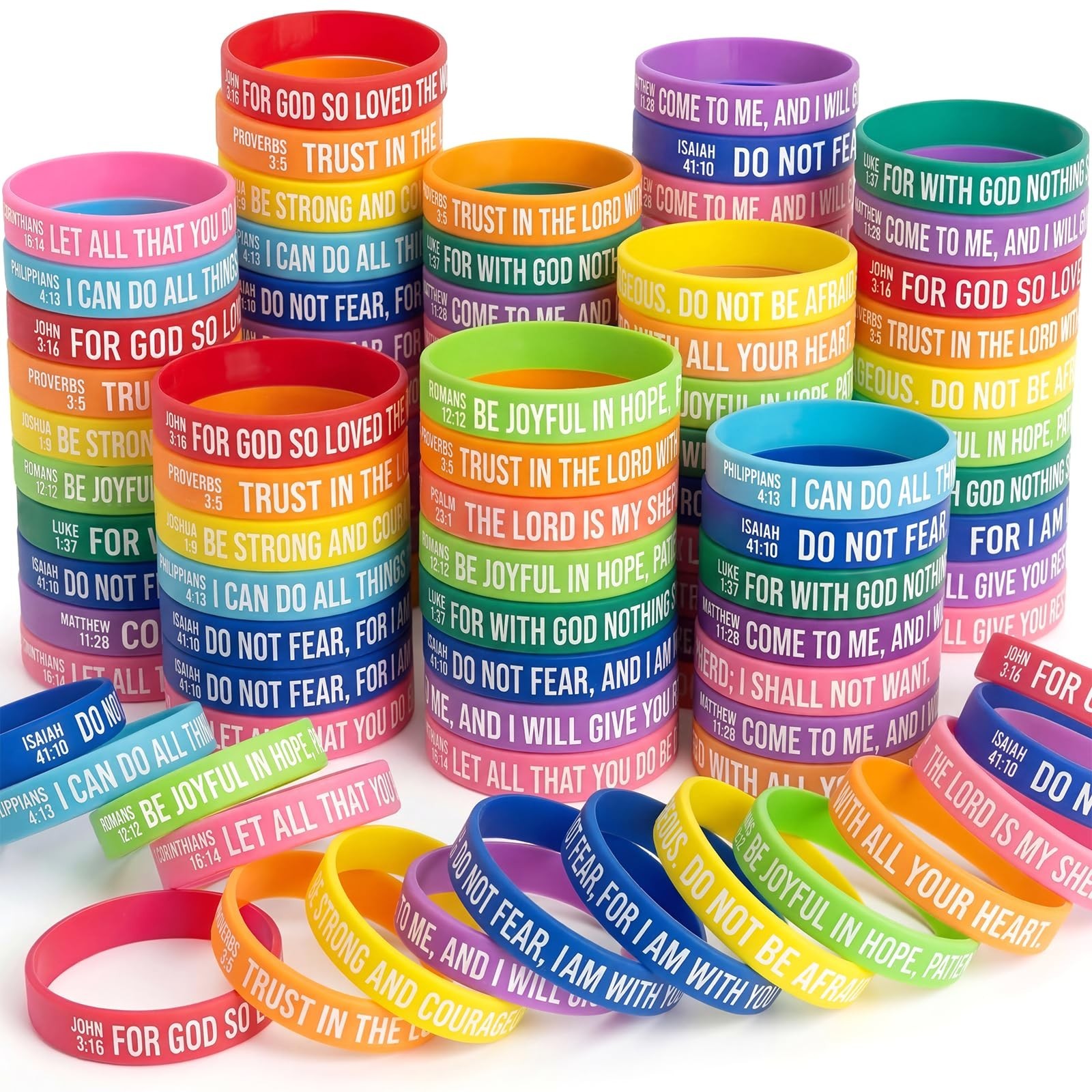 Bulk Bible Verse Bracelets – 30/100/200 Pcs Religious Scripture Silicone Wristba