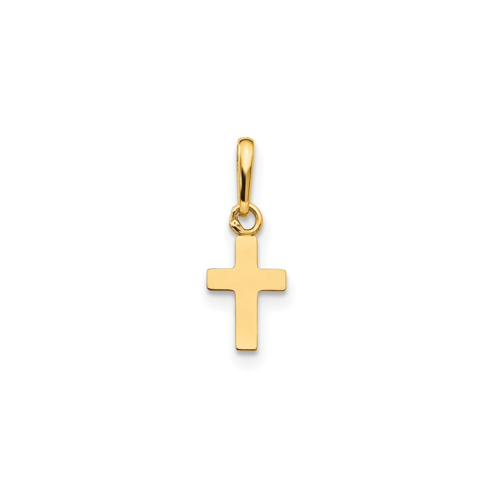 14k Yellow Gold Cross Pendant Solid Mini Charm 9.5mm x 5.4mm