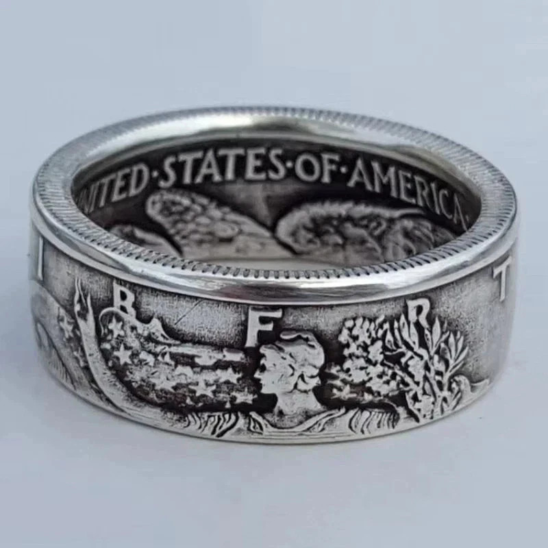 Silver Dollar Coin Ring Handmade Crafted Rare Silver Morgan Men Rings