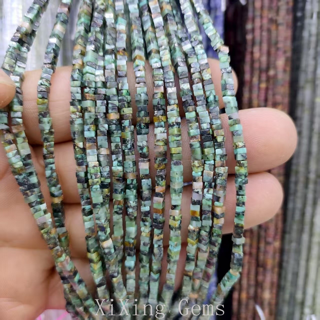 1x2mm Natural African Turquoise Flat Square Disc Spacer Beads for Jewelry Making