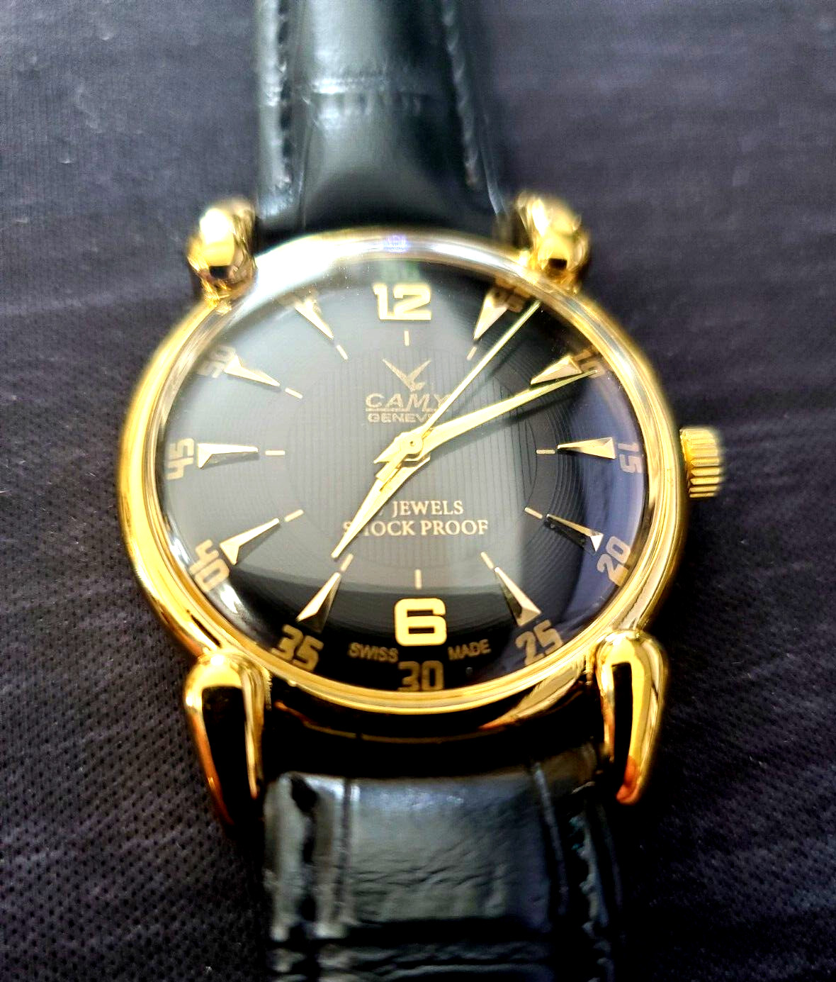 RARE Camy Geneve Mechanical Swiss Watch Restored Serviced GLD-BLK-BLK****