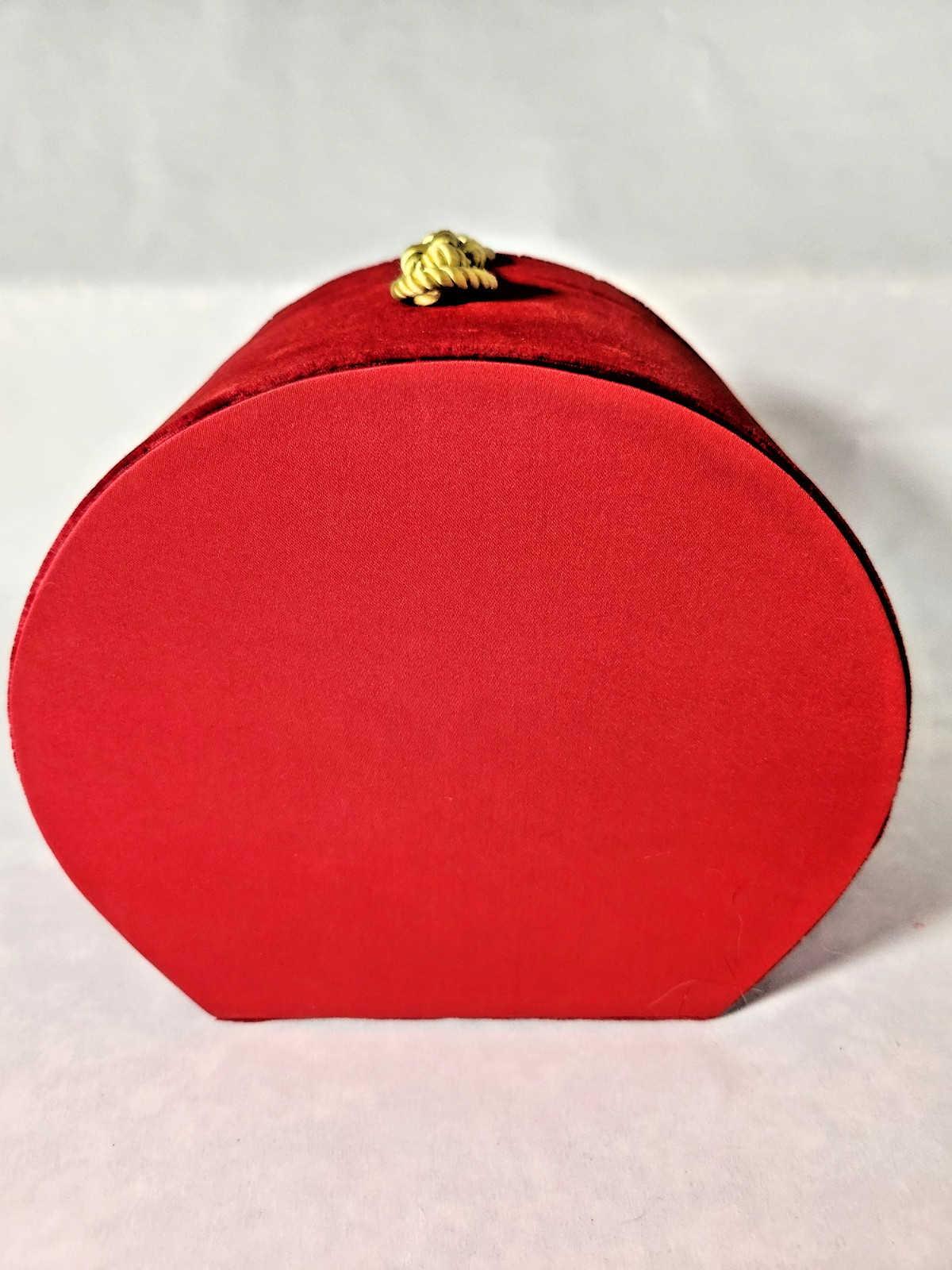 Vintage Lazarus Red Velvet Ornate Gold Closure 8.5×7.5″ Jewelry/Keepsake Box
