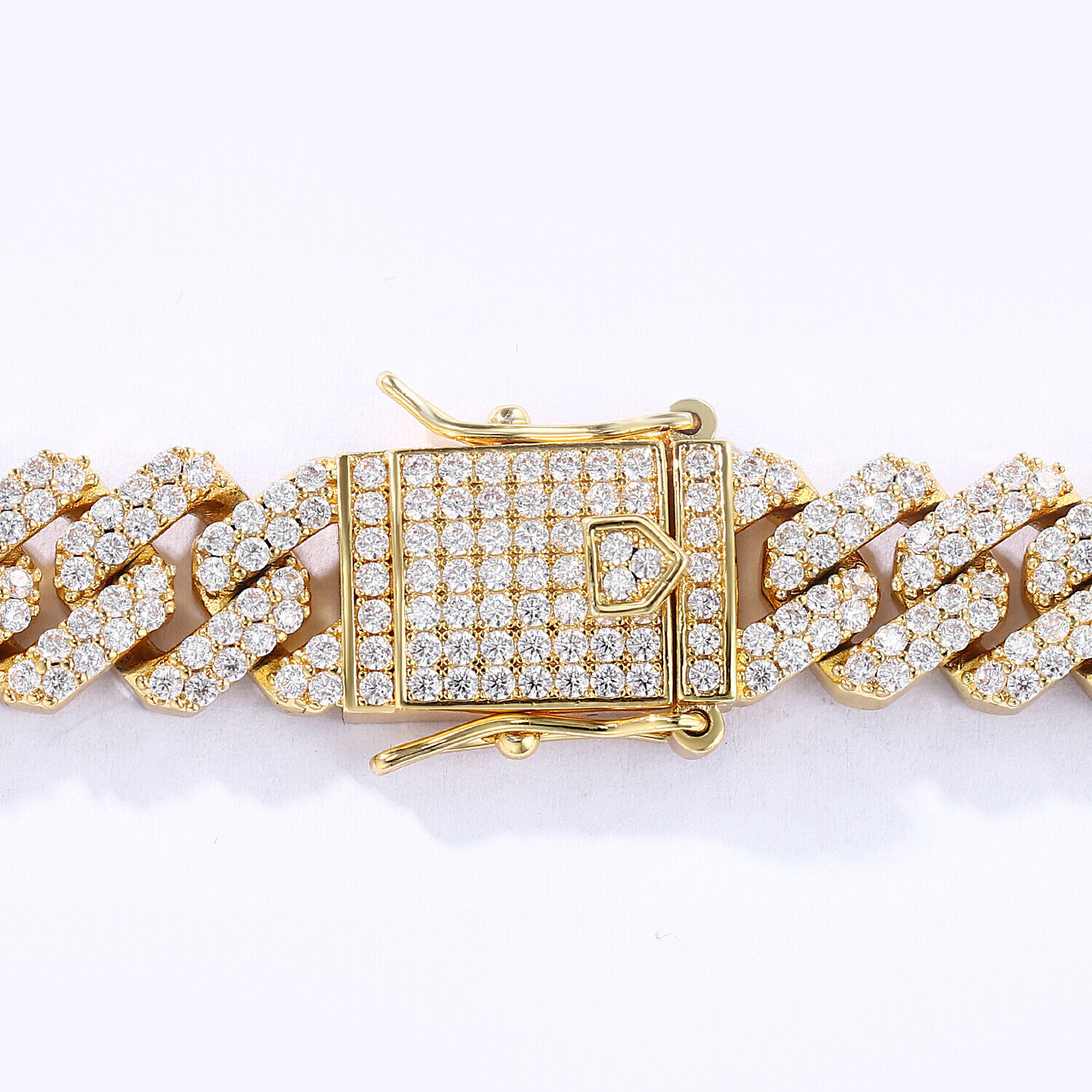 12mm Iced CZ Out Miami Cuban Link Chain 14k/White Gold Plated Stainless Steel