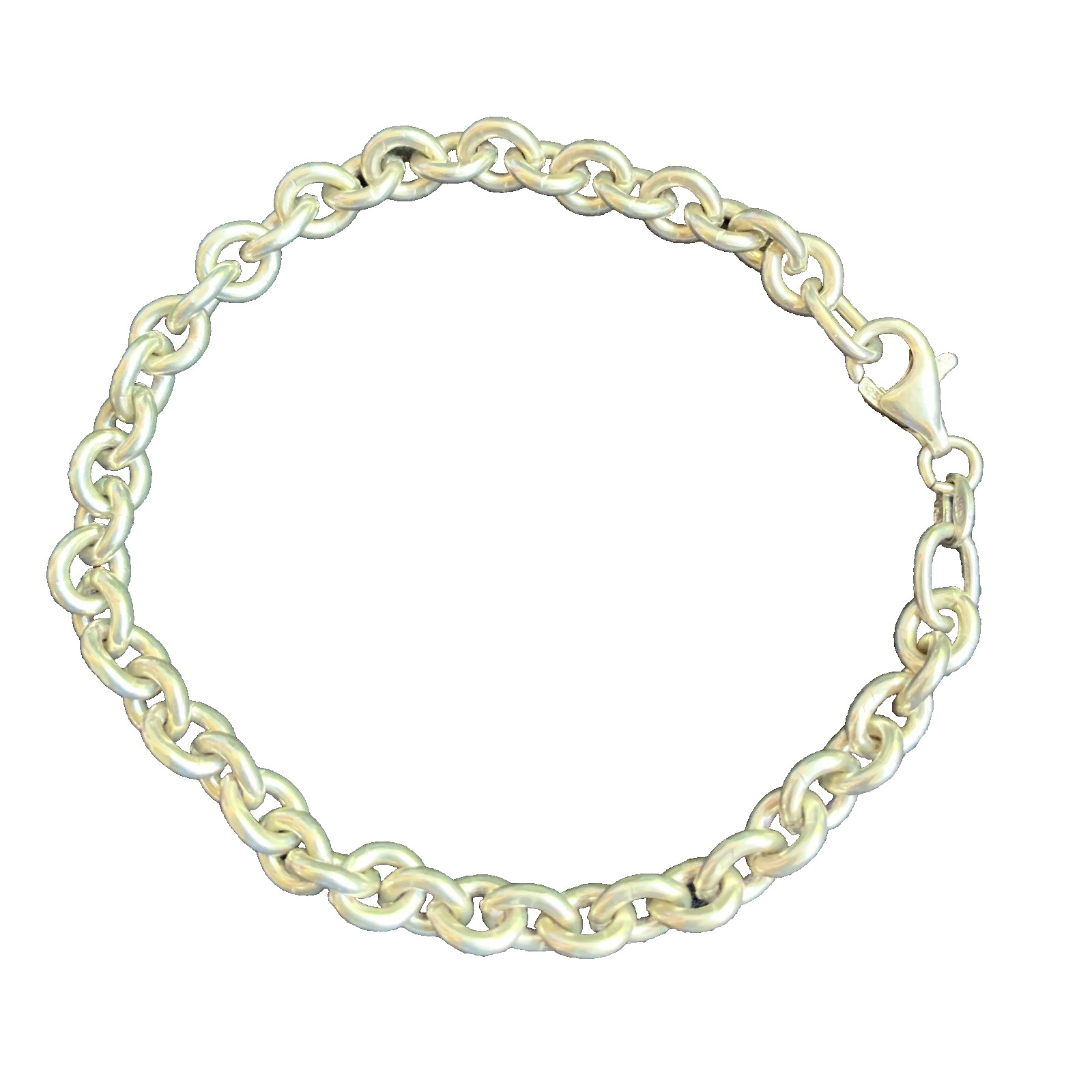 Sterling Silver 925 Rolo Link (Belcher) Lobster Clasp Bracelet 7″, 10g, Vintage