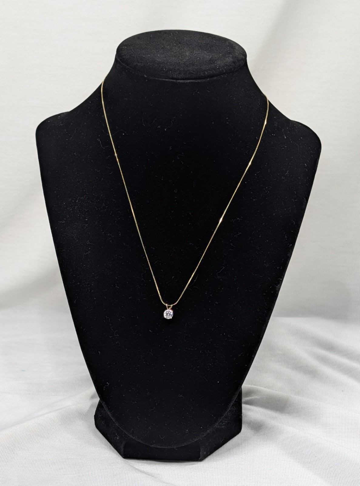 14k GF CZ Pendant 1/20 14k GF Chain Necklace Signed PPC 17″ Gold Tone 1.05g