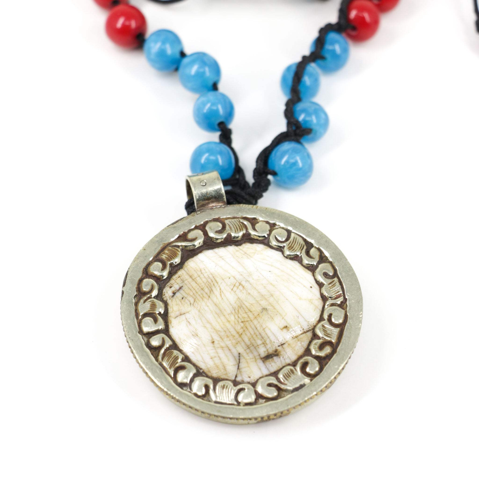 Tibetan Necklace Repoussé Pendant Adjustable