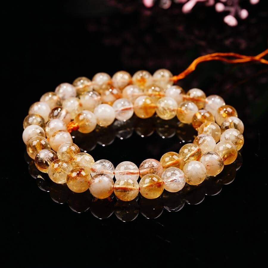 Natural Citrine Stone Bracelet 8mm Yellow Crystal Gemstone Stretch Bracelet