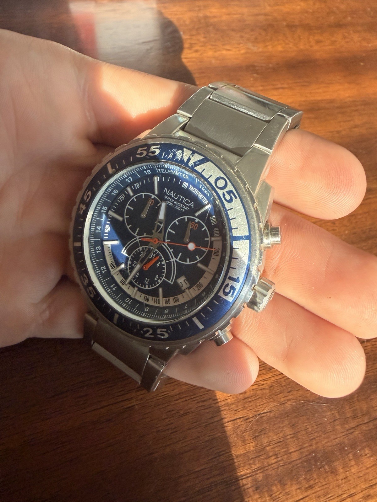 Nautica N16655G Blue Dial Stainless Steel Bracelet Chronograph Men’s Watch