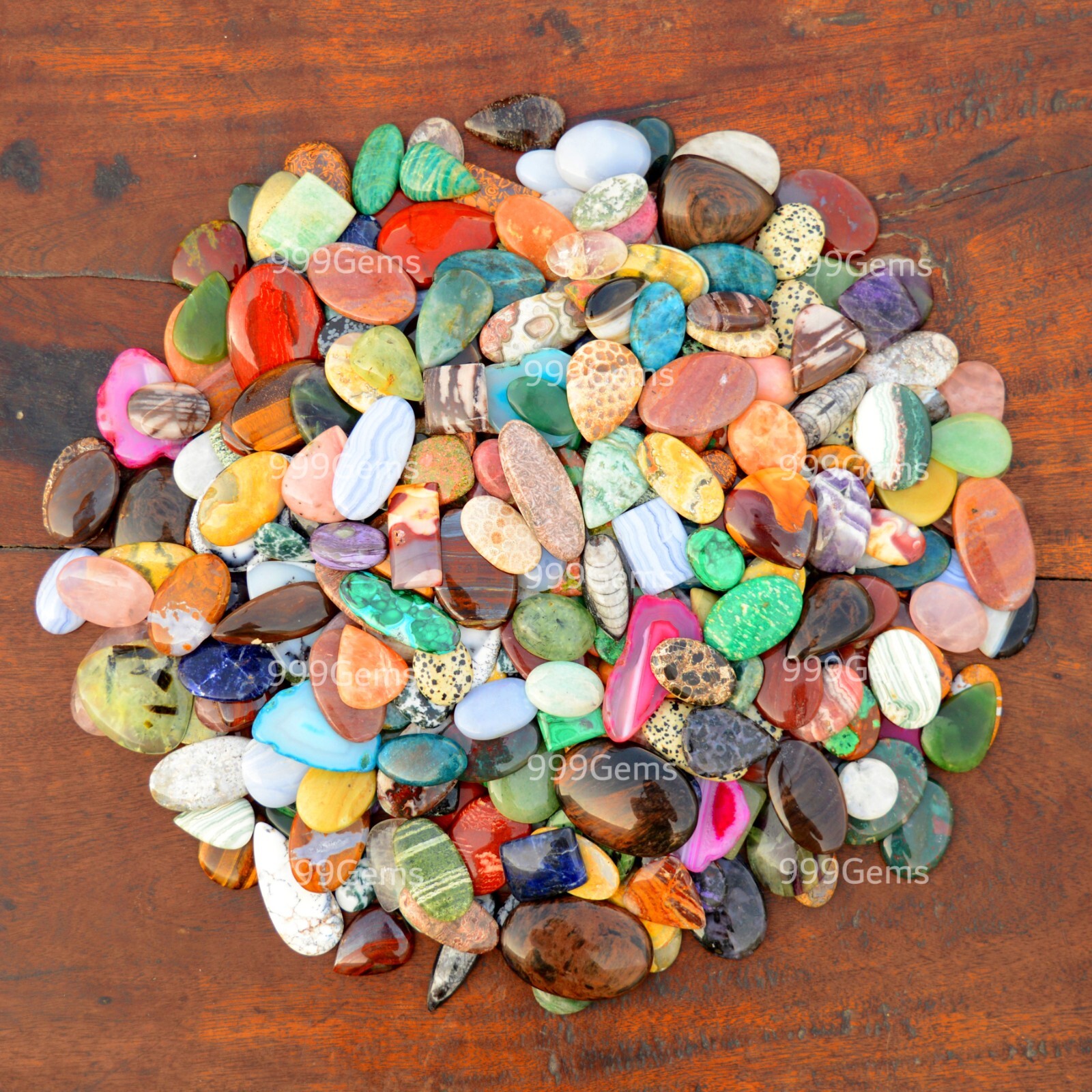 1000 Cts Wholesale Natural Free Size & Shape Mix Gemstone Flat Back Cabochon Lot
