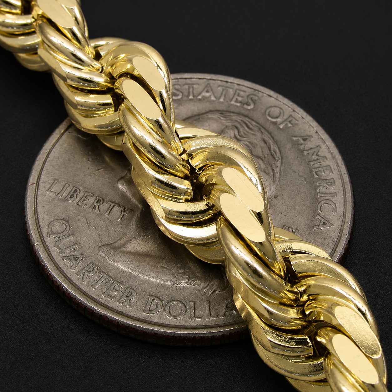 1MM to 10MM 10K Yellow Gold DIAMOND CUT ROPE Chain Necklace 16″-30″