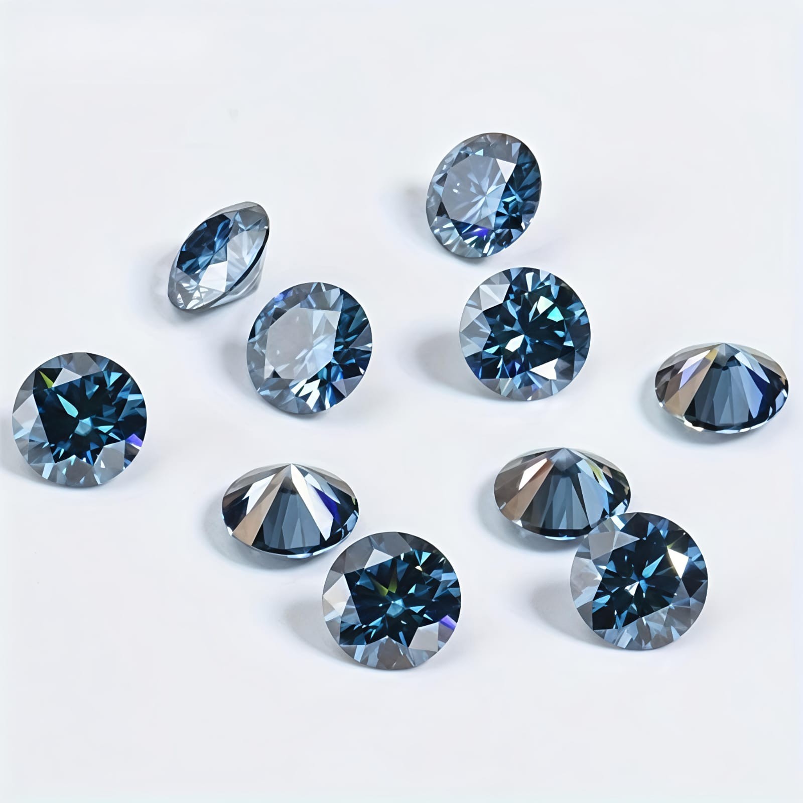 200 Pcs Round Cut Fancy Blue Color VVS1 Diamond Premium Quality gemstone 1mm