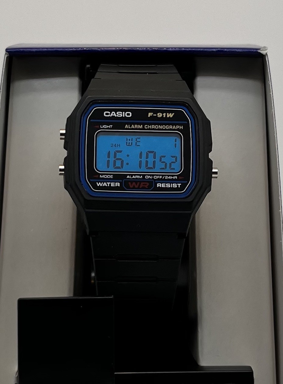 Modded Casio F-91W With A Blue Digital Screen