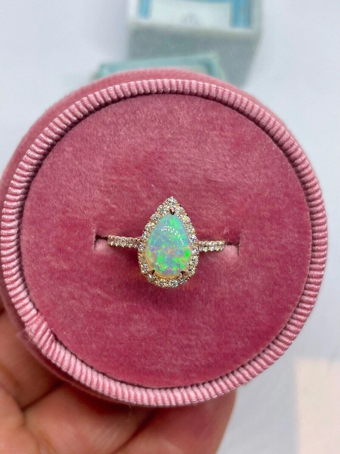 2Ct Pear Lab Created Fire Opal Fancy Engagement Ring In 14K Yellow Gold Plated