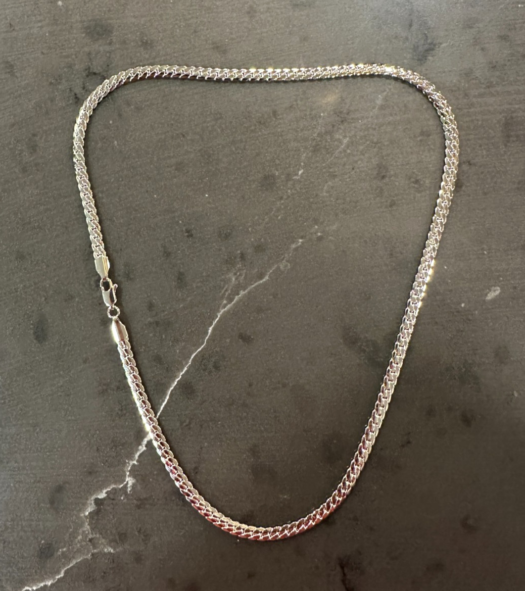 Men’s 925 Silver Miami Cuban Chain 24 Inches ” 4mm Plated Necklace
