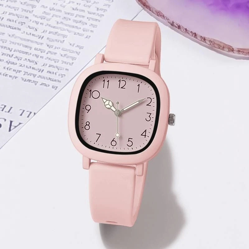 Women Watch Fashion Square Quartz Silicone Strap Wristwatches