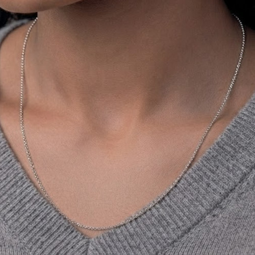 9 ct White Gold 1.2 mm Round Belcher Chain Necklace 61cm / 24″ Hallmarked