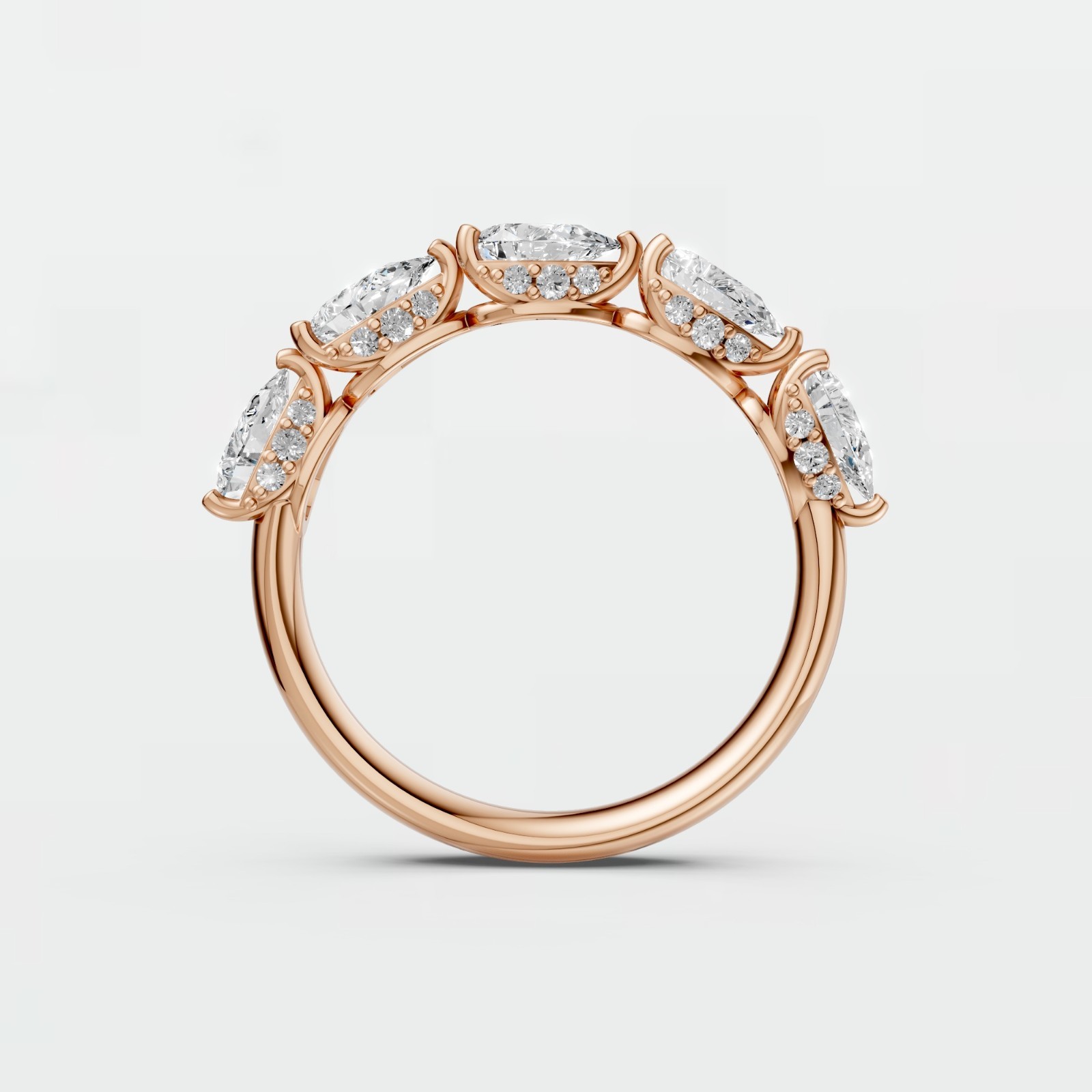 Half Eternity Ring Pear Lab Grown Diamond Stackable Wedding Band