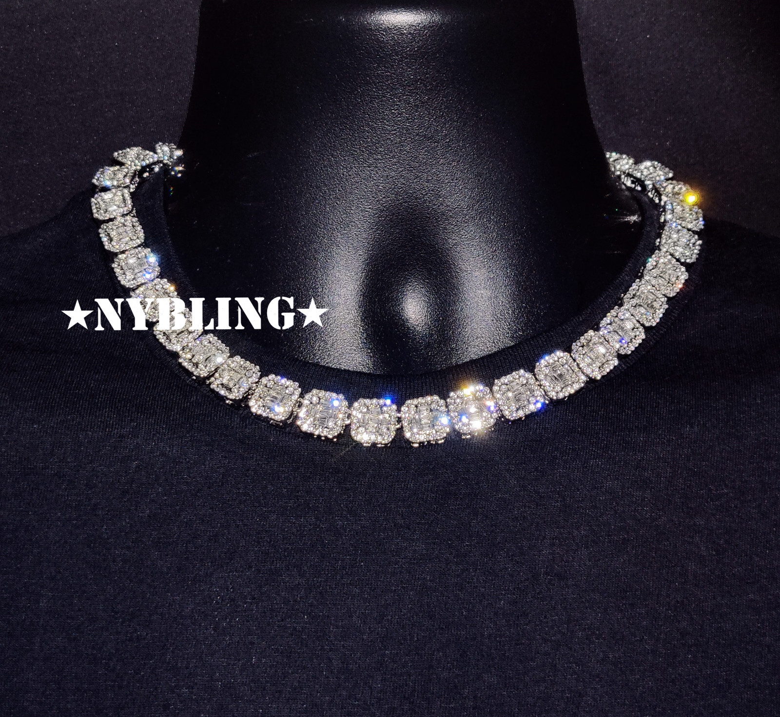18″ or 20″ Iced Baguette Tennis Chain Choker Necklace Plated CZ Hip Hop Jewelry