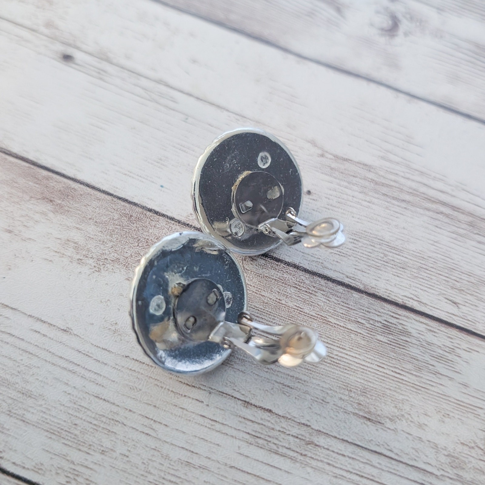 Vintage Clip On Earrings Very Light Blue Frosted