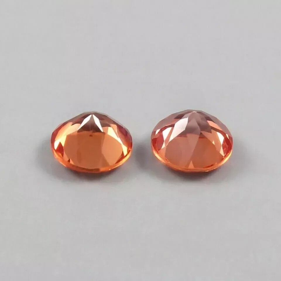 Natural Padparadscha Sapphire 8×8 mm Pair of Round Cut Gemstone Loose Certified