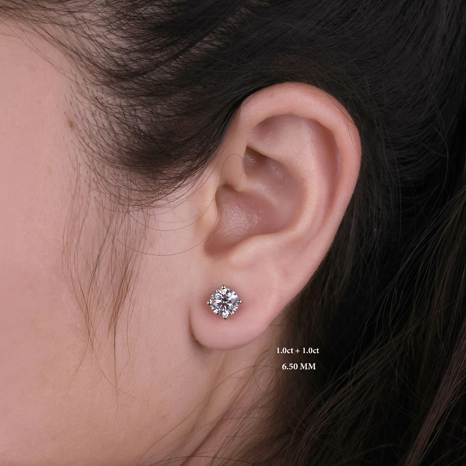 Lab Grown Diamond Stud Earrings 0.50-4CT VS E/F Color 14K Solid Gold for Gift