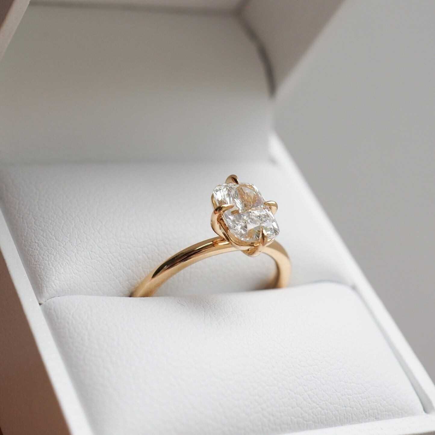 4 Ct Cushion Cut Simulated Diamond Engagement Ring 14K Yellow Gold Plated