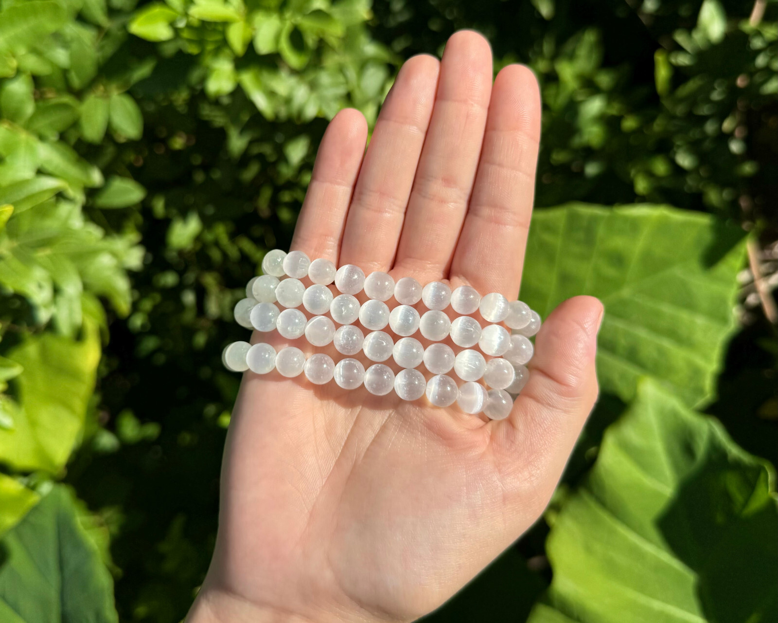 Selenite Bracelet: Choose 6 mm or 8 mm Stones (Selenite Stretch Bead Bracelet)