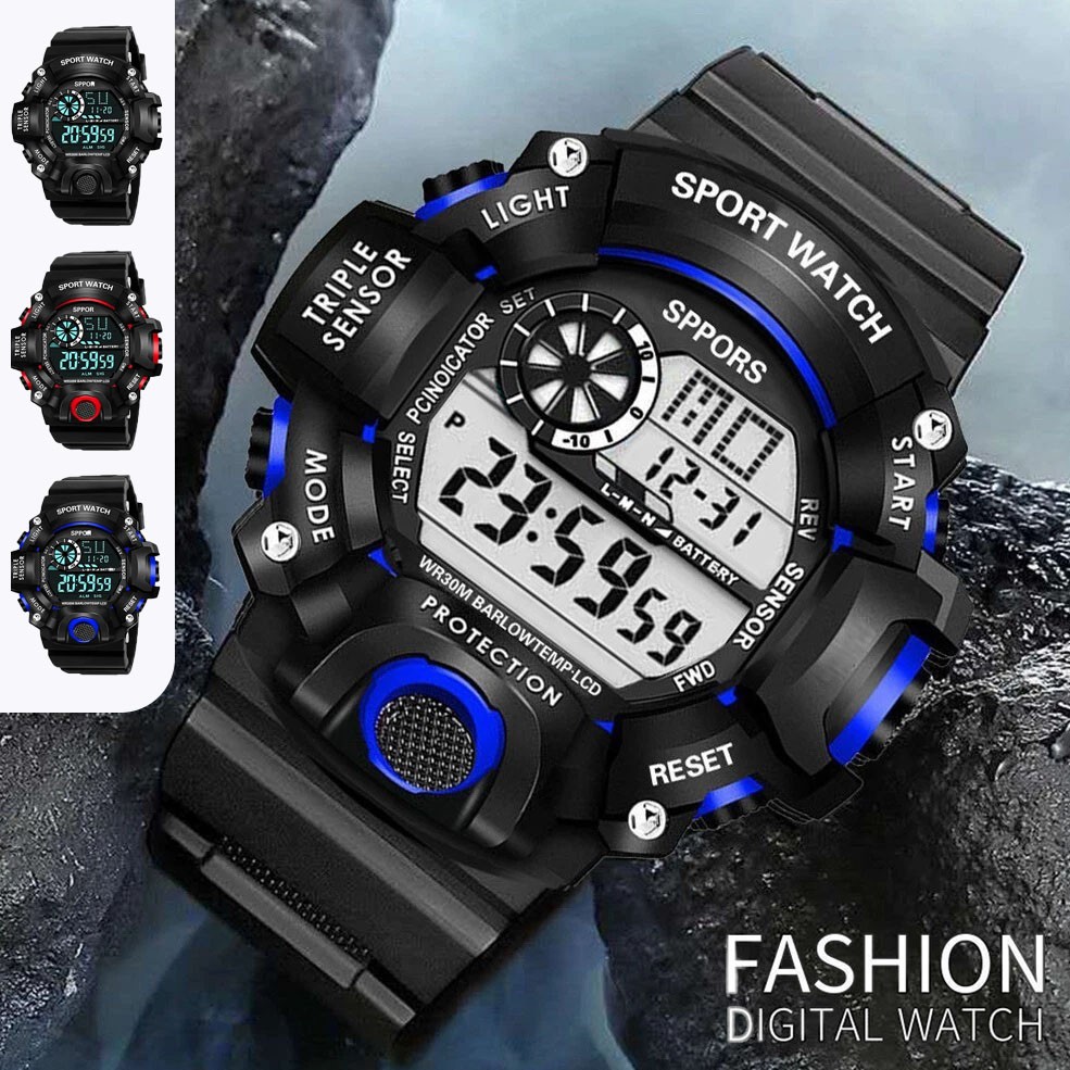 Men Waterproof Digital Sports Watch Military Tactical LED Backlight Wristwatch