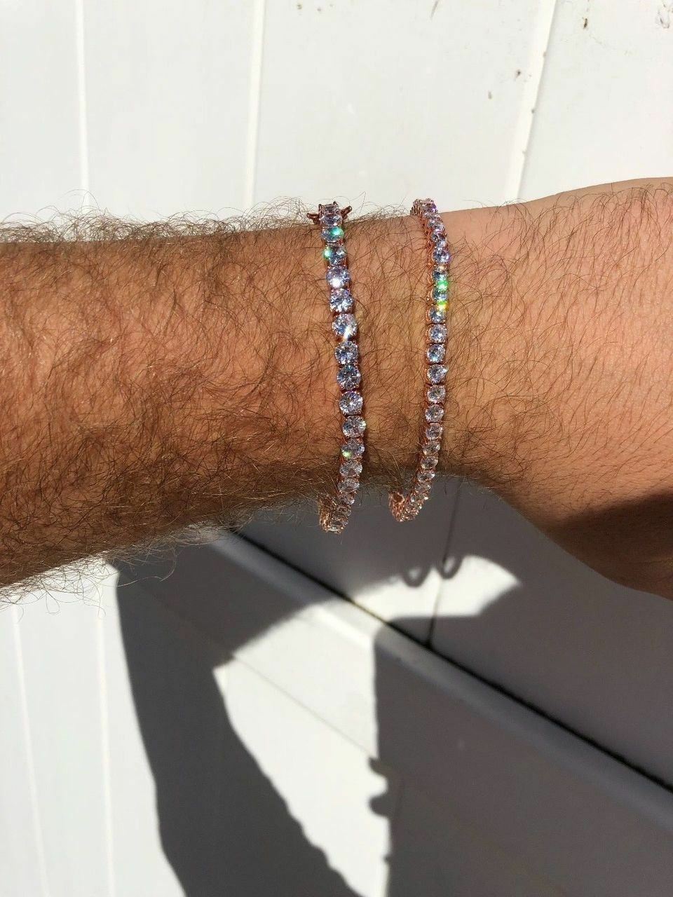 Tennis Bracelet Rose Gold Plated SOLID 925 Sterling Silver ITALY CZ Iced 3-5mm
