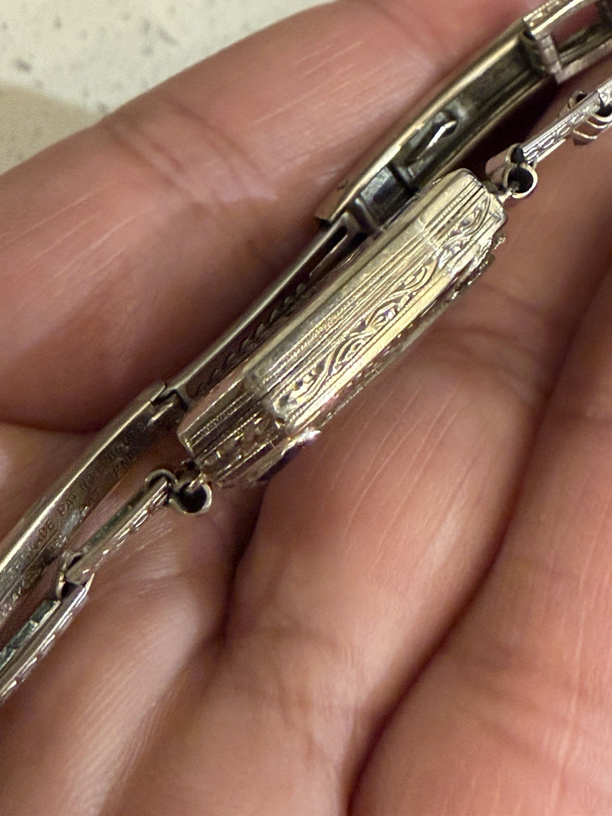1920’s LADY IOCO 14K WHITE GOLD & SAPPHIRE WATCH W/ ORIGINAL 1/20 GF BAND -RARE!