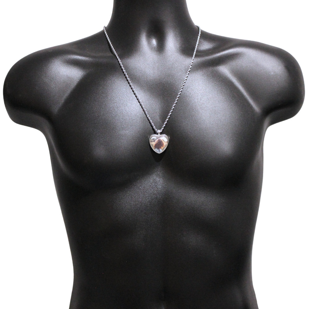 Heart Picture + Glass Photo Pendant Gold Plated Stainless Steel Necklace Jewelry